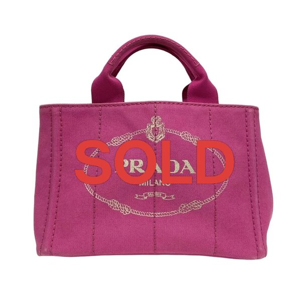 PRADA Canapa - Pink Canvas Tote Bag 332-062425 - Picture 1 of 10